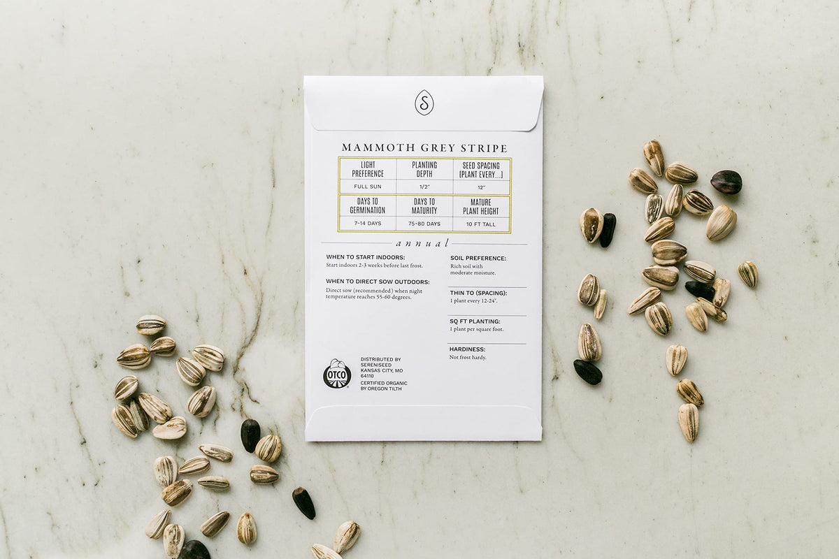 Sereniseed germination testing label shows quality assurances for growers.