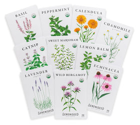 Sereniseed herbal tea seed collection pack label shown for planting