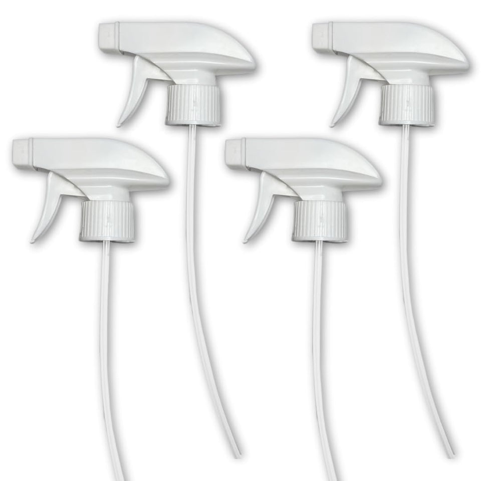 Serious Soil 4-pack white trigger sprayers for convenient bottle replacements in kitchen and garden.