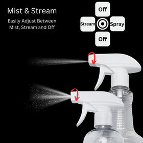 Serious Soil dual-misting and stream spray heads for versatile cleaning tasks.