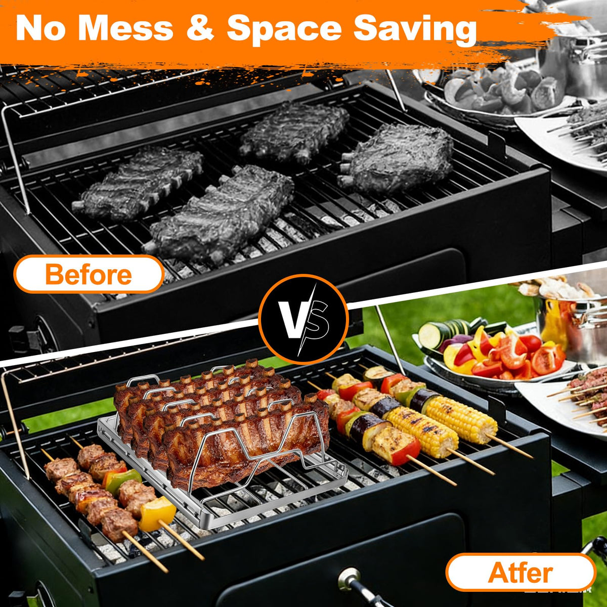 Seropy rib rack dishwasher-safe after detaching bars for cleaning.