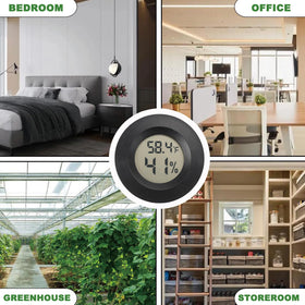Serundo Auto mini hygrometer in greenhouse setup for environmental monitoring
