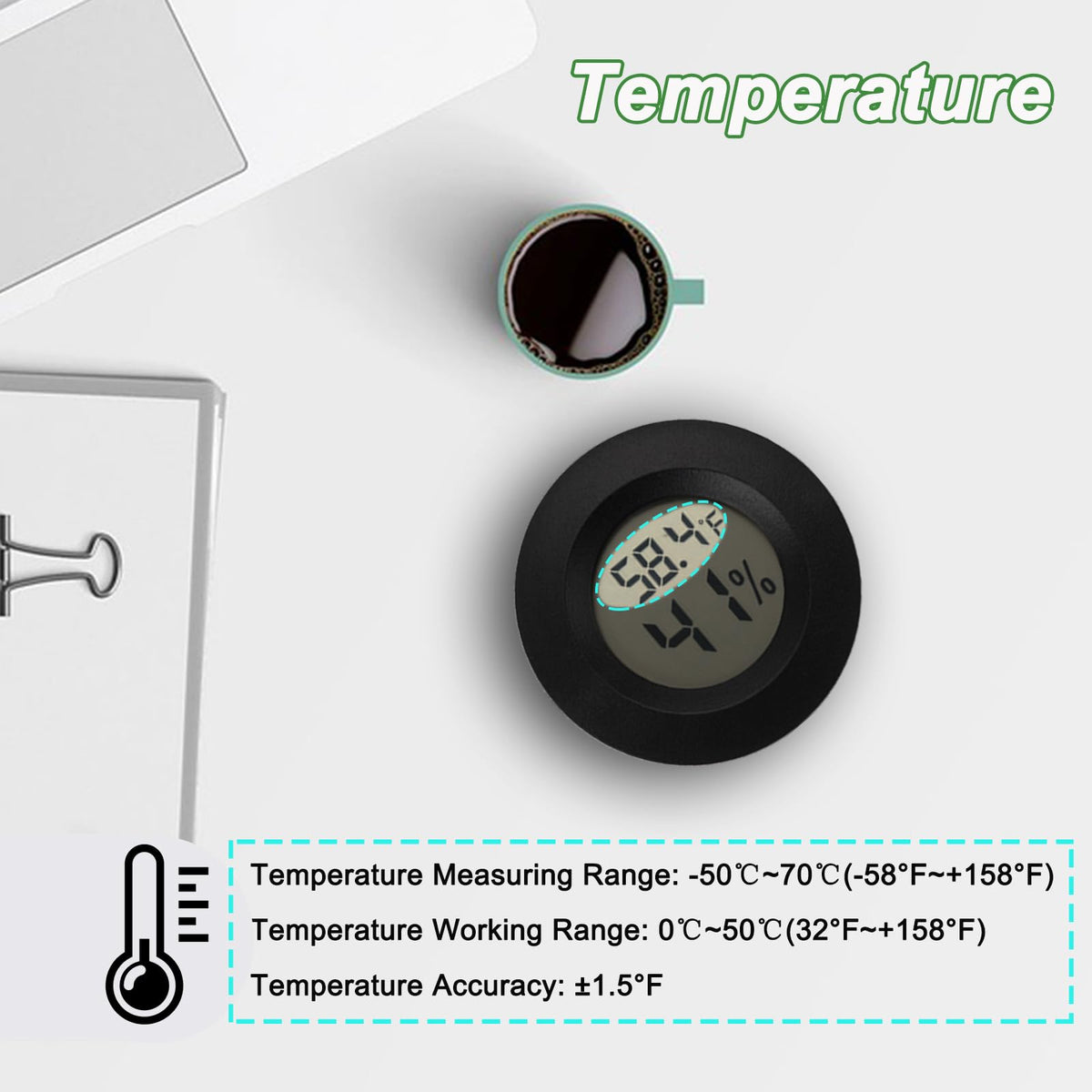 Serundo Auto mini hygrometer sensor closeup illustrating sensitive detection