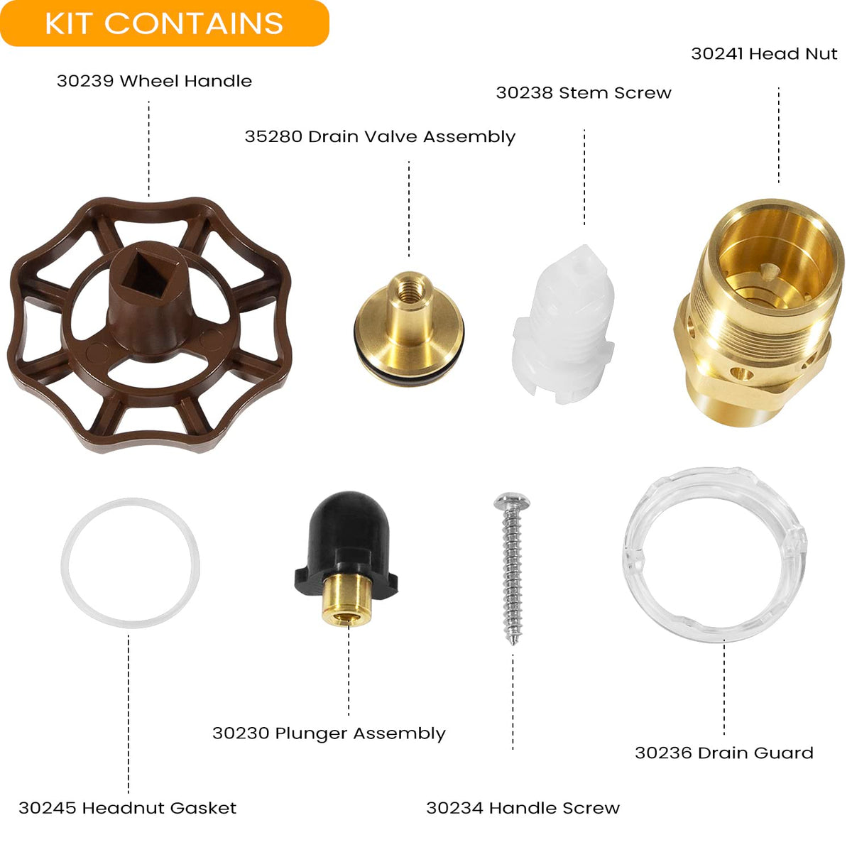 SevenCow RK-25 stem screw included for precise valve reassembly and leak reduction.