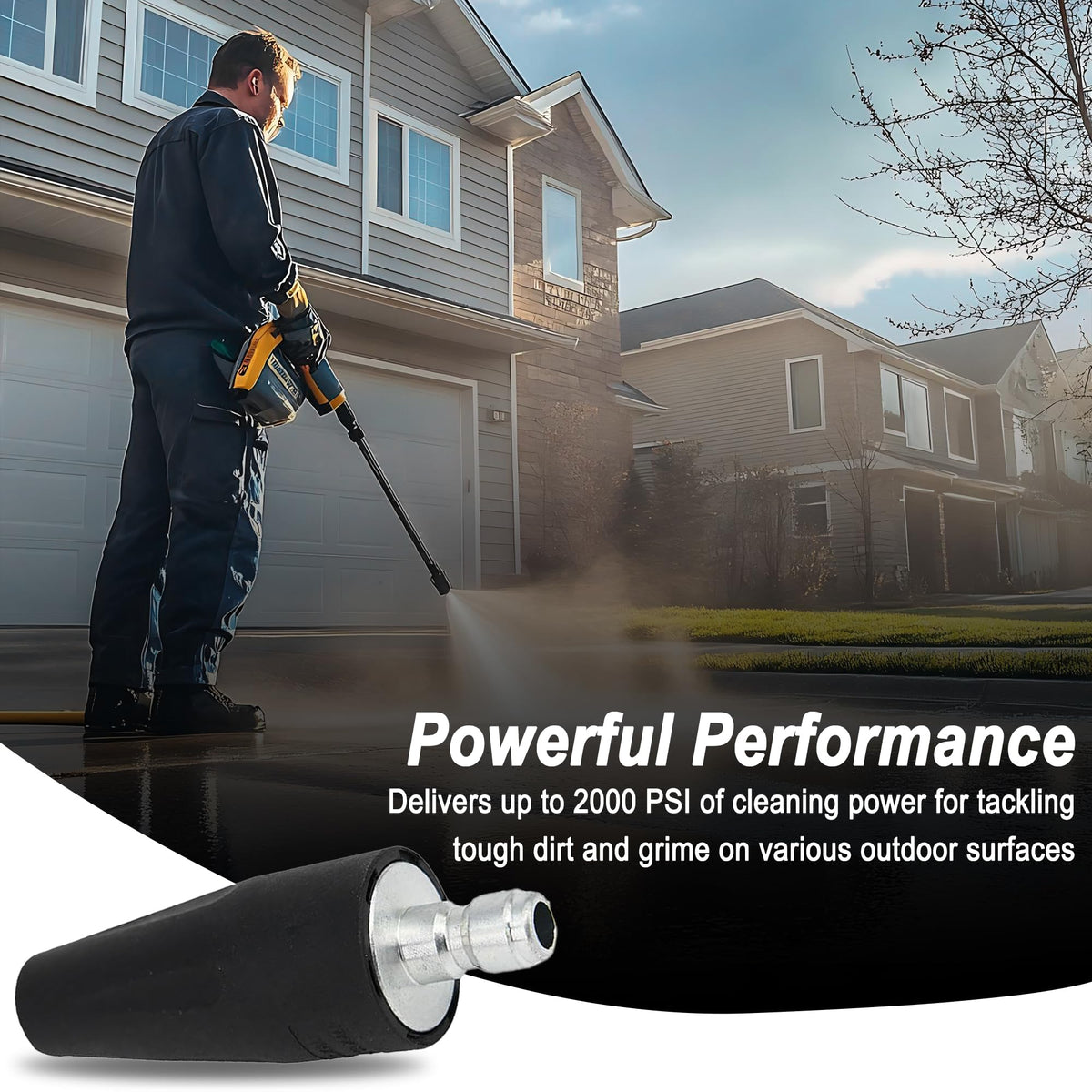 Sevensool turbo nozzle spiral spray cleans efficiently on outdoor surfaces