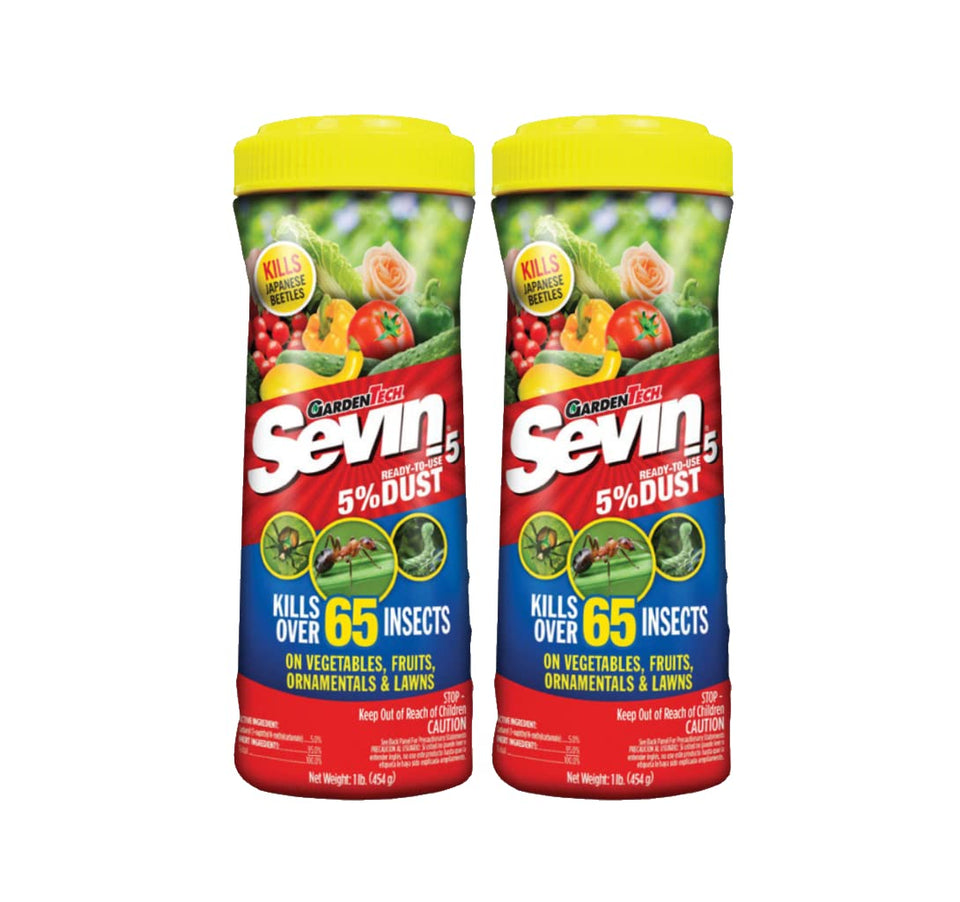 Sevin Garden Tech dust bottle 1 lb ready to use for garden insect control.
