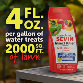 Sevin spray applied to ornamental shrubs to deter pests