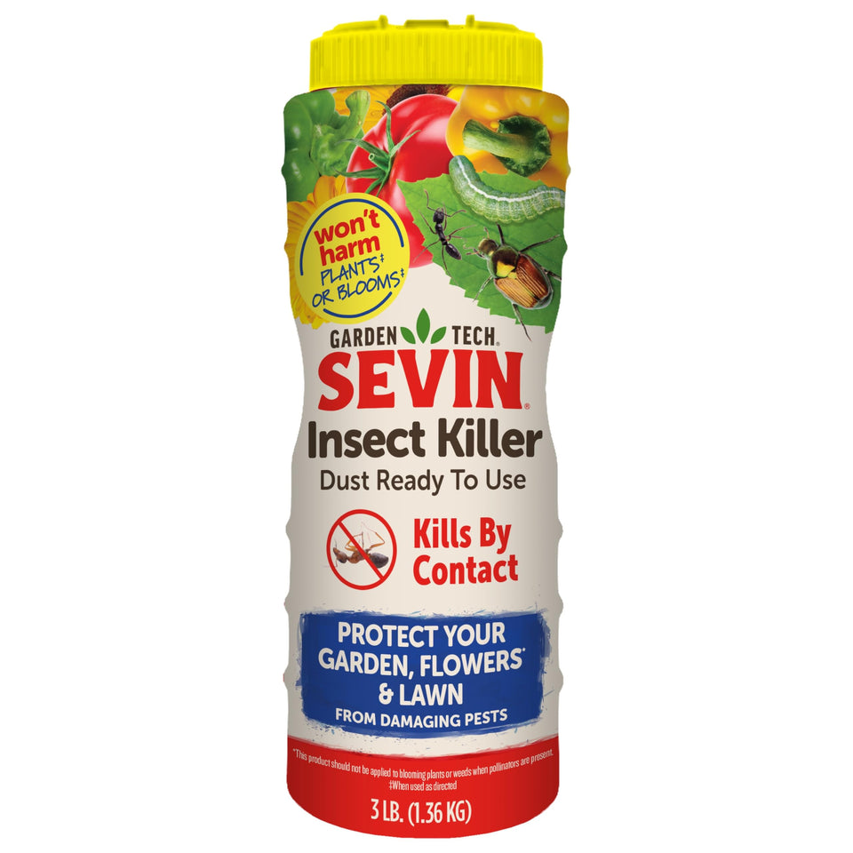 Sevin Insect Killer Dust 3LB bottle ready to shield gardens from pests