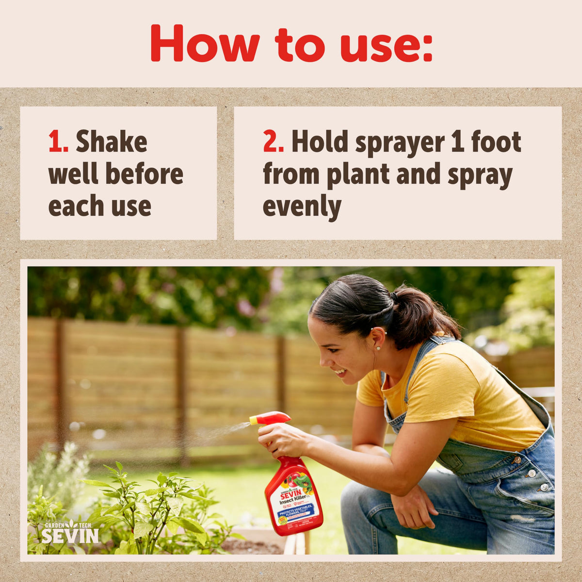 Sevin kills ants and beetles on contact, protecting plants.