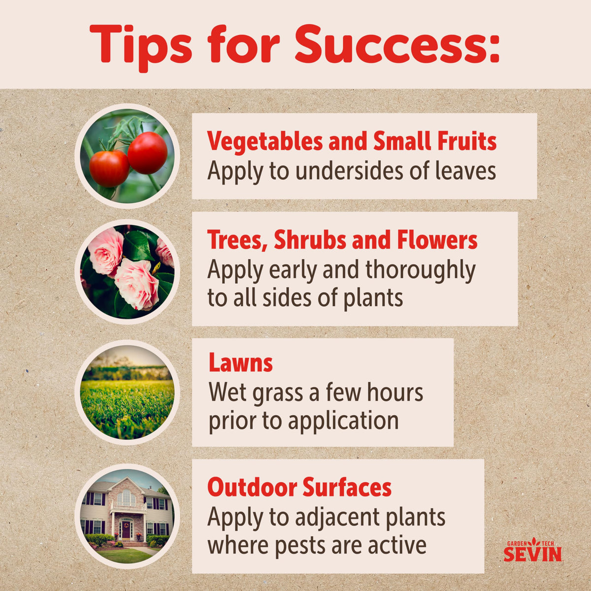 Sevin protects roses and edibles without harming blooms.