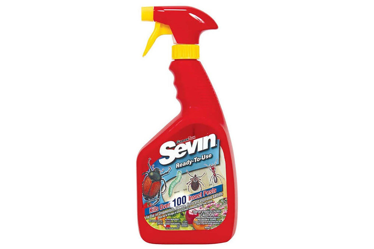 Sevin Ready-to-Use Insect Killer bottle for garden protection against pests.