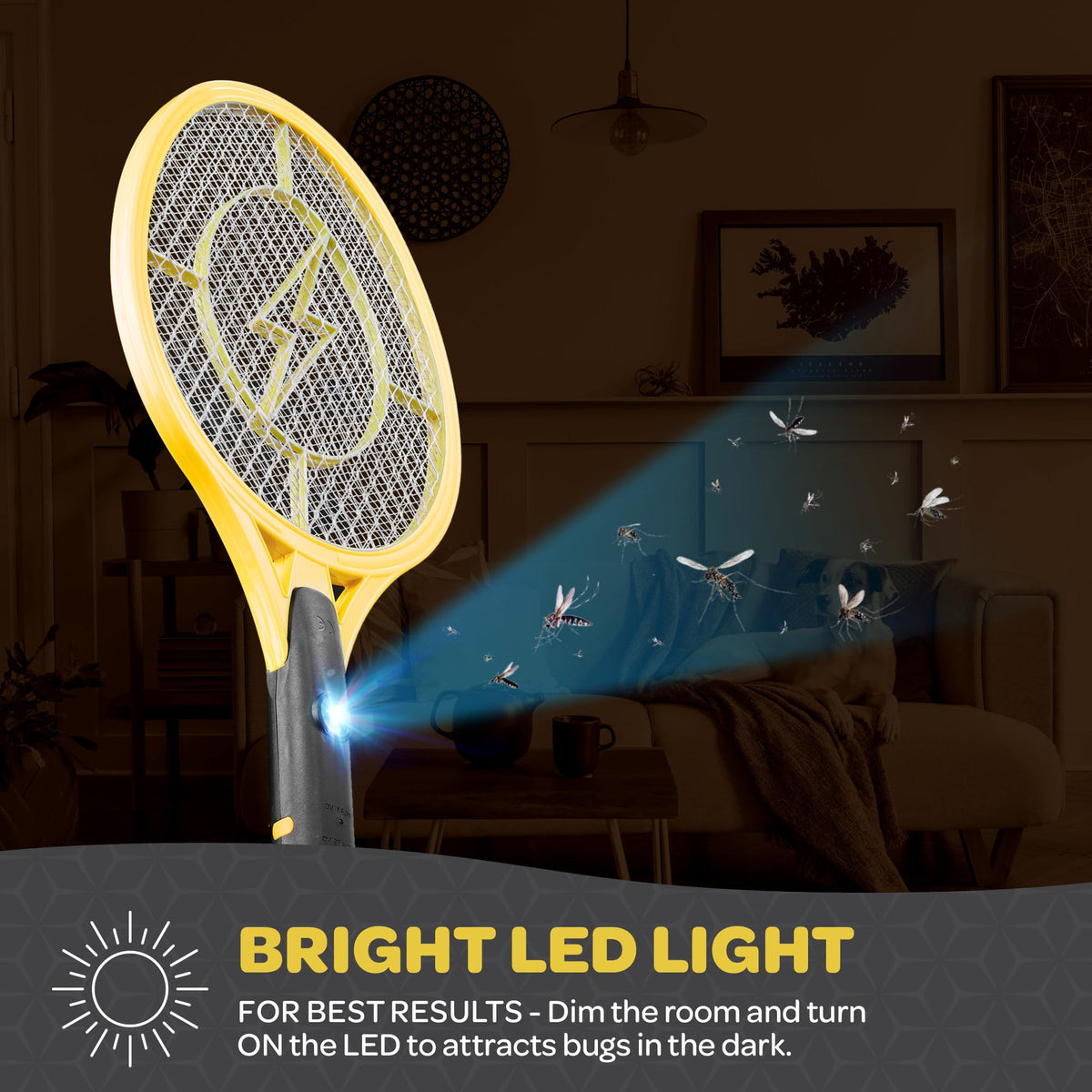 SEWANTA fly swatter racket includes USB charging for cord-free power.