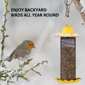 SEWANTA Finch Bird Feeder yellow drainage holes help dry seed.