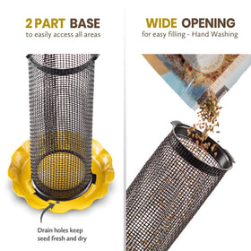 SEWANTA Finch Bird Feeder yellow mesh grid supports clinging birds.