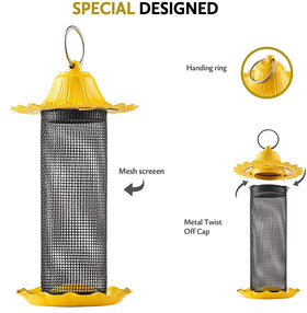 SEWANTA Finch Bird Feeder yellow perch center for multiple birds.