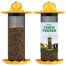 SEWANTA Finch Bird Feeder with yellow roof for outdoor viewing.
