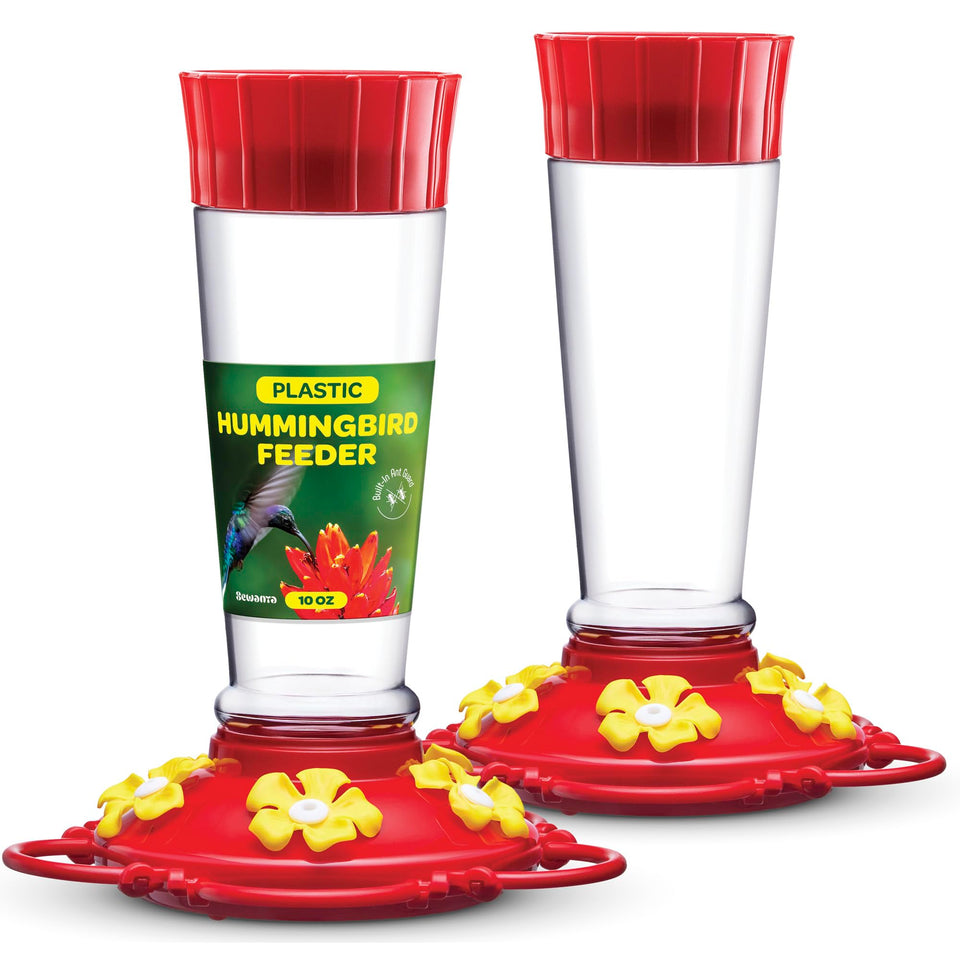 SEWANTA hummingbird feeder 10 oz set for backyard viewing.