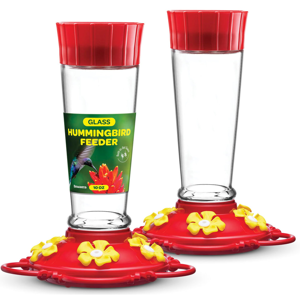 SEWANTA hummingbird feeder set of 2 with clear glass bodies for backyard nectar viewing