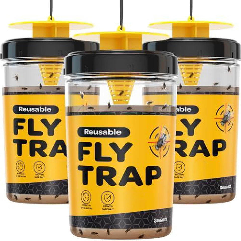 SEWANTA outdoor fly trap set-3 bait-dissolvable for patio protection and pest control.