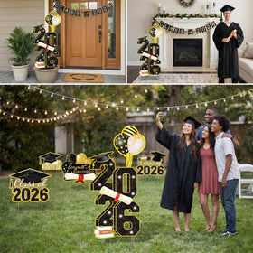 sewrung front-yard display for graduation parties and photos