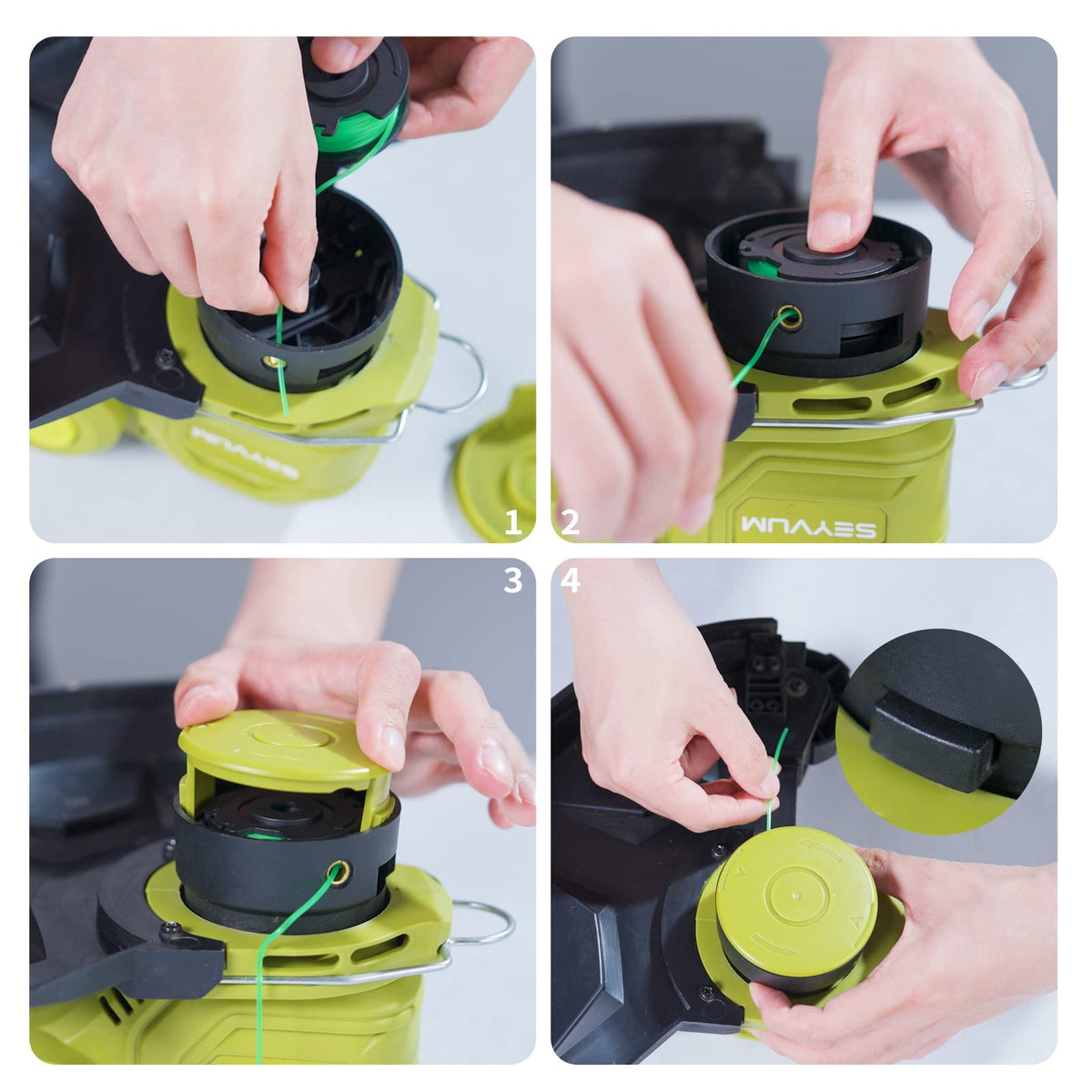 SEYVUM three-pack spool line with cap included for quick maintenance