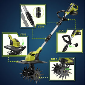SEYVUM cordless tiller compact design fits through tight garden paths.