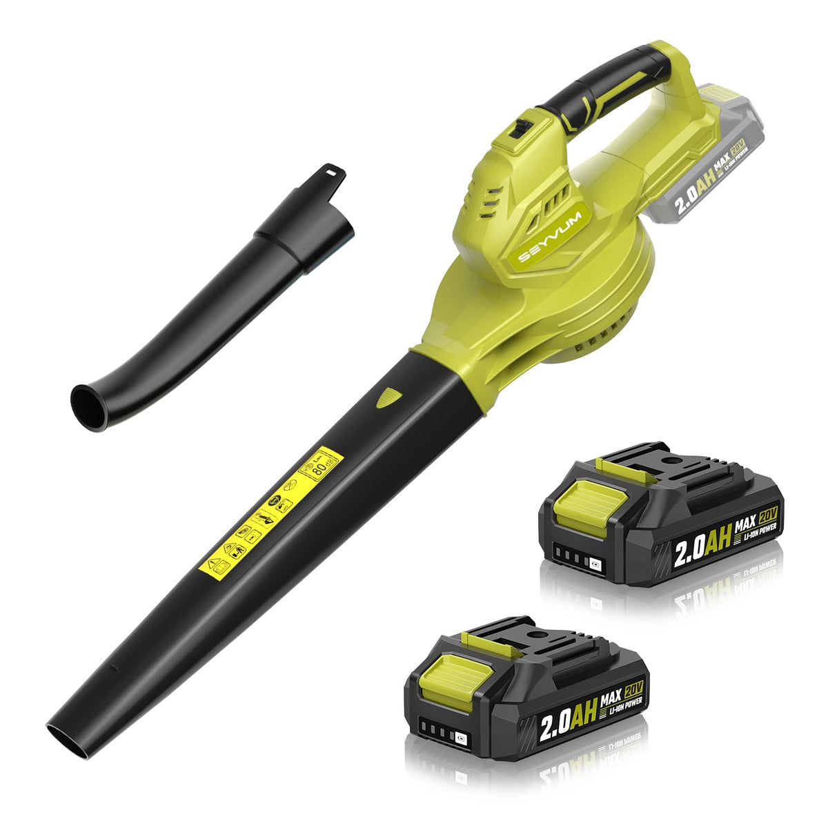 SEYVUM leaf blower with battery packs enables quick patio and garden cleanup