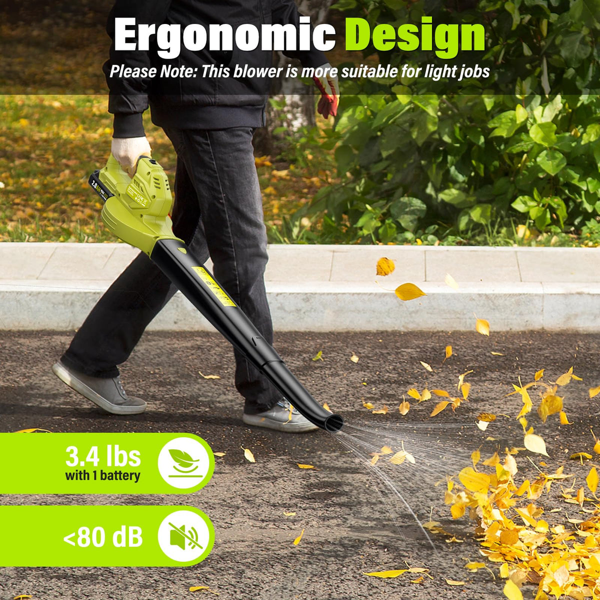 SEYVUM leaf blower on patio demonstrates easy debris clearing