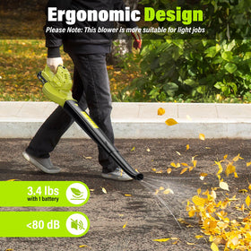 SEYVUM leaf blower on patio demonstrates easy debris clearing