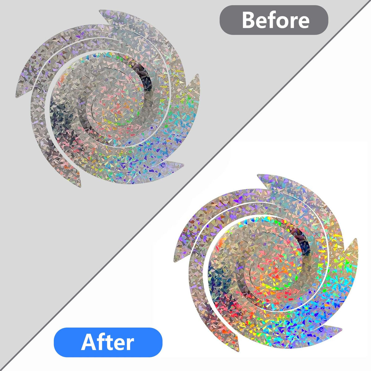 Sfcddtlg spiral reflector adds color while deterring birds at the pool.