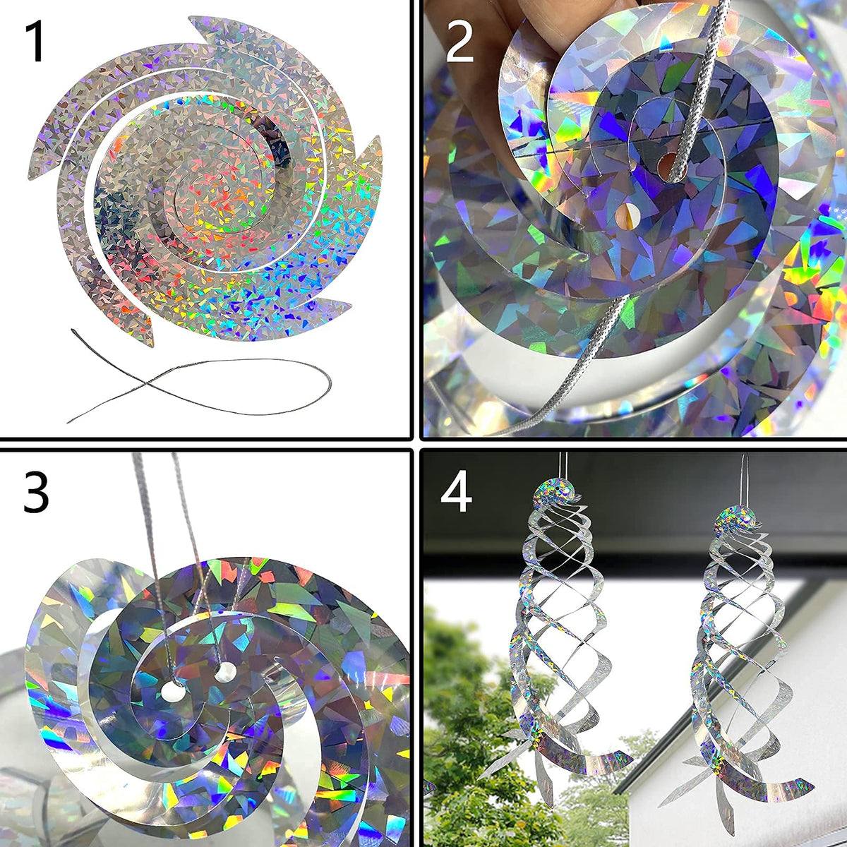 Sfcddtlg wind-driven spinner protects gardens by creating rapid light reflections.