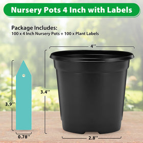Sfee 4-inch nursery pot shown from side view for easy transplanting.