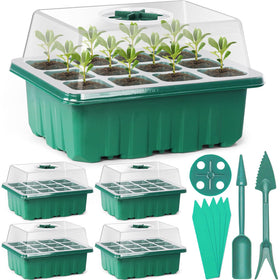 Sfee 60-cell seed starter tray with clear lid for monitoring germination