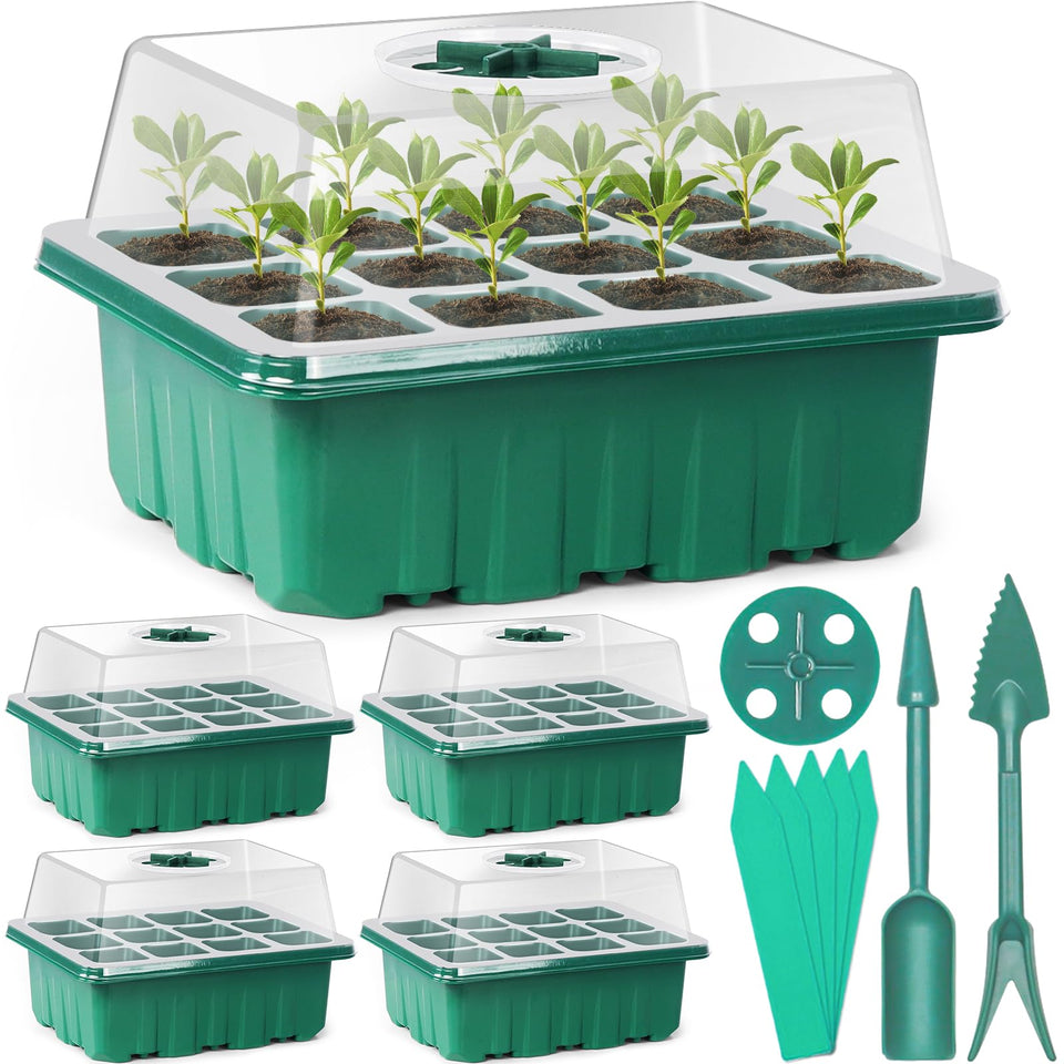 Sfee 60-cell seed starter tray with clear lid for monitoring germination