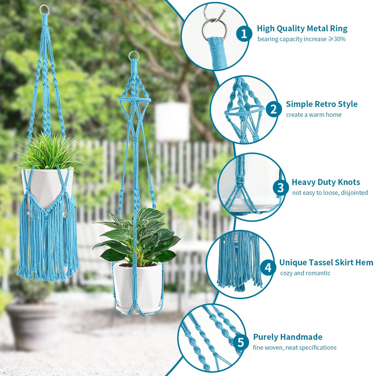 SFENNGPET crochet plant hangers in varied sizes for multiple pots.