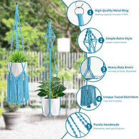 SFENNGPET crochet plant hangers in varied sizes for multiple pots.