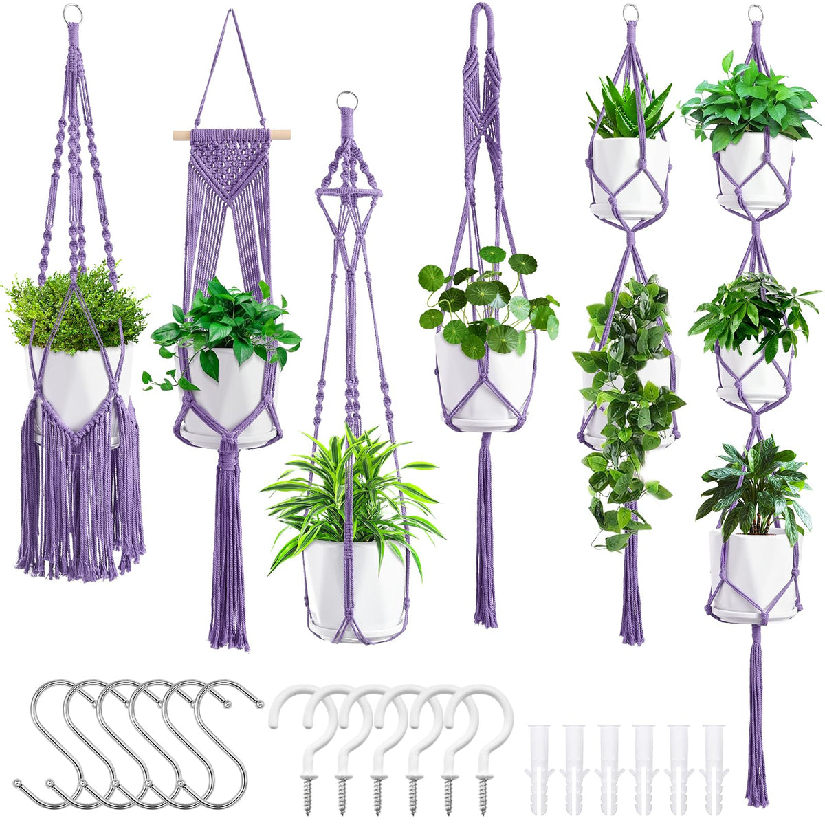 SFENNGPET macrame hanger six-pack for space-saving indoor display.