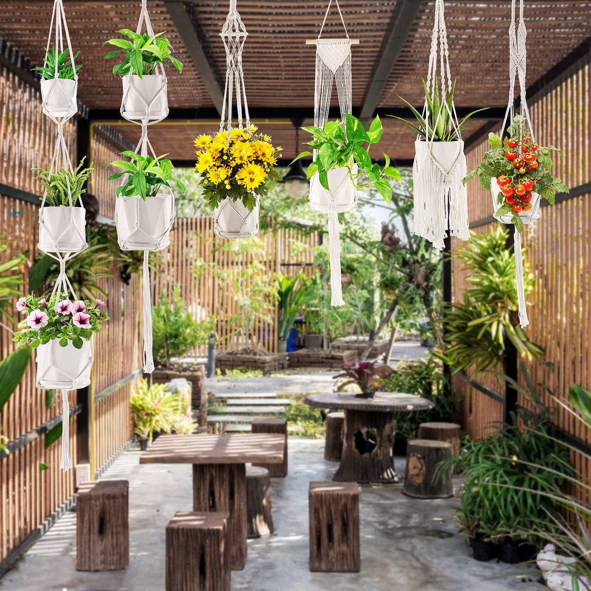 SFENNGPET macrame hanger with kit for hanging plants securely.