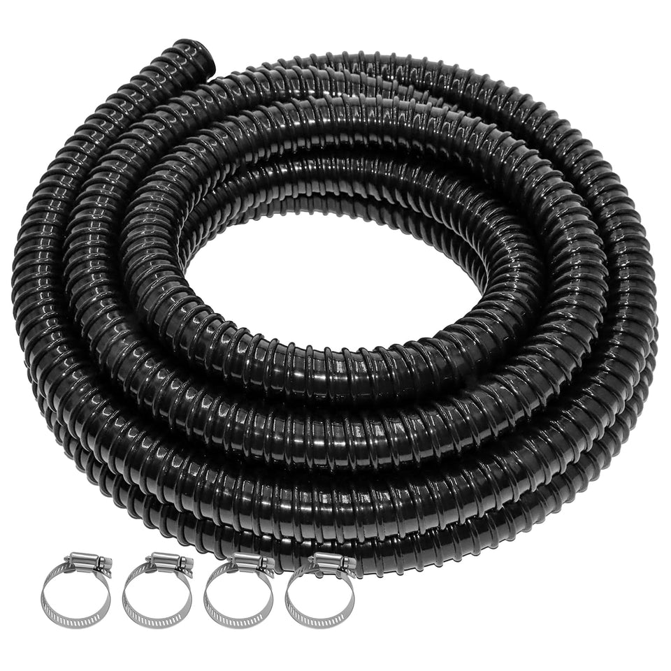 SFHXL Pond Tubing 20ft 1in black corrugated hose for reliable pond piping