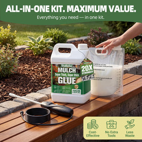 Shabebe Mulch Hold six-liter mixing bag shown for mess-free dilution.