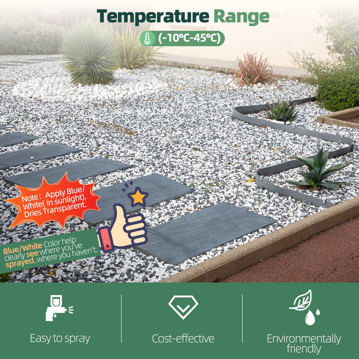 Shabebe Rock Glue drying on pea gravel to form a weather-resistant binding