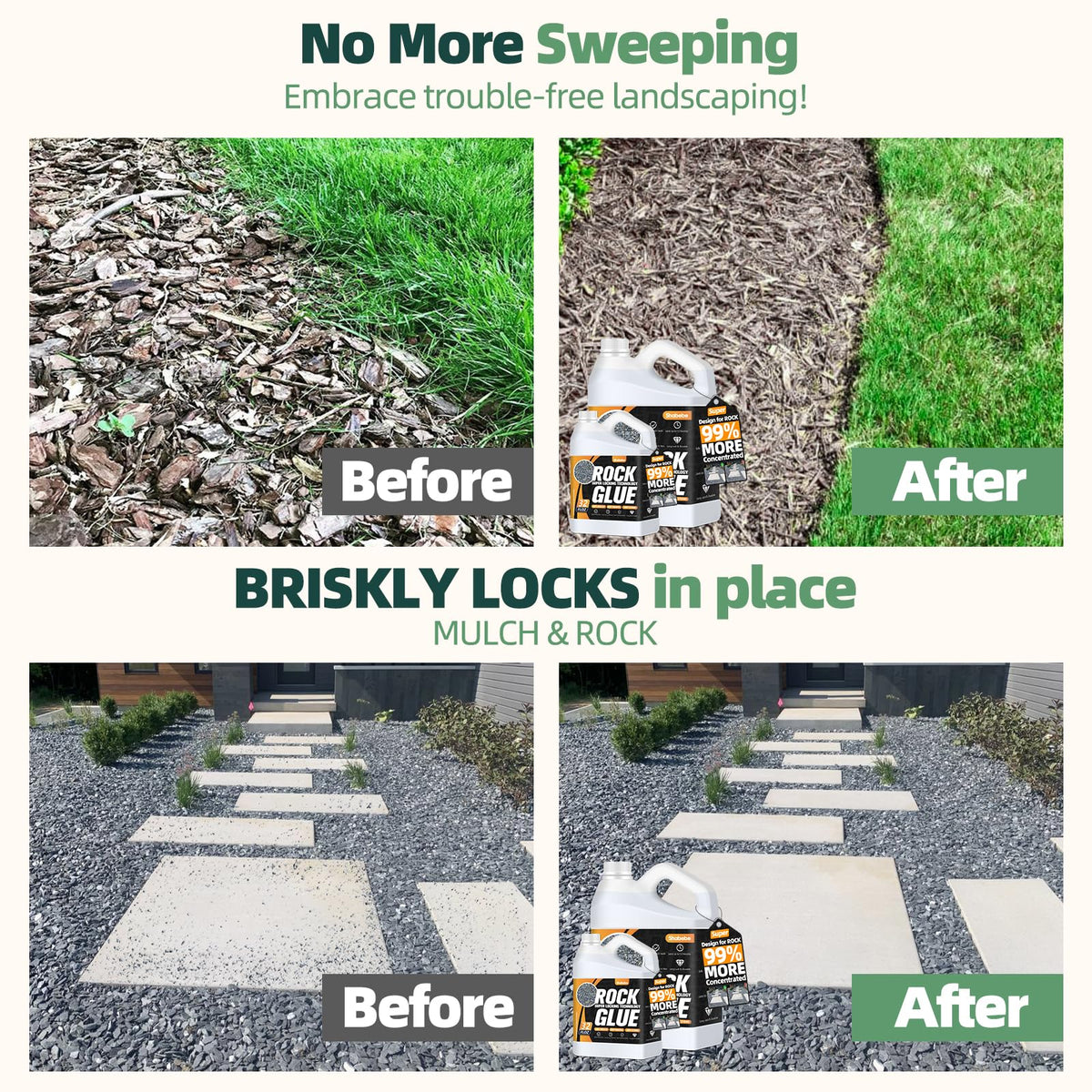 Shabebe Mulch Bond sprayed over pea gravel provides quick stabilization and reduced movement
