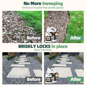 Shabebe Mulch Bond sprayed over pea gravel provides quick stabilization and reduced movement