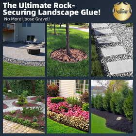Shabebe Rock Glue used on pine straw borders.