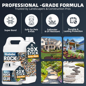 Shabebe Rock Glue spray applicator enables quick, even coverage on gravel.