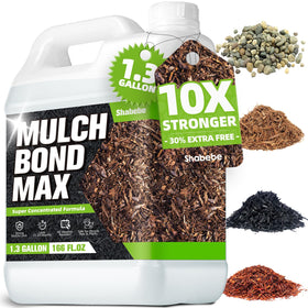 Shabebe Rock & Mulch Bond bottle front view for a durable mulch hold.
