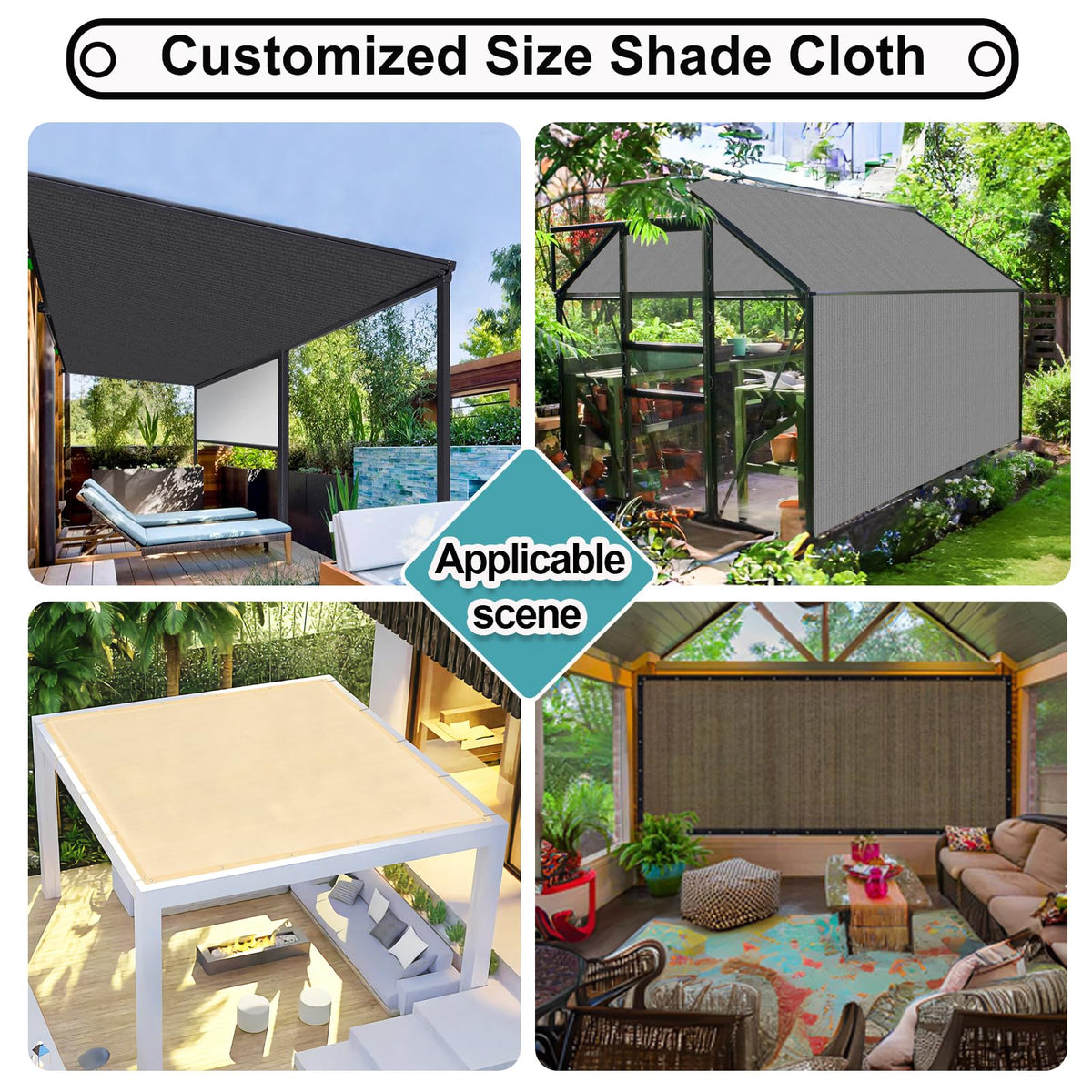 Shade&Beyond versatile shade tarp for patio, garden, greenhouse, or pet shelter.