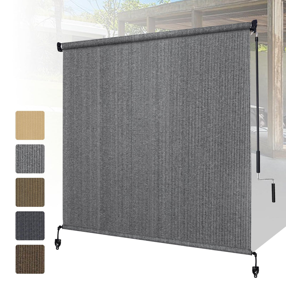 Shade&Beyond outdoor roller shades with splicing design for easy transport and sturdy installation.