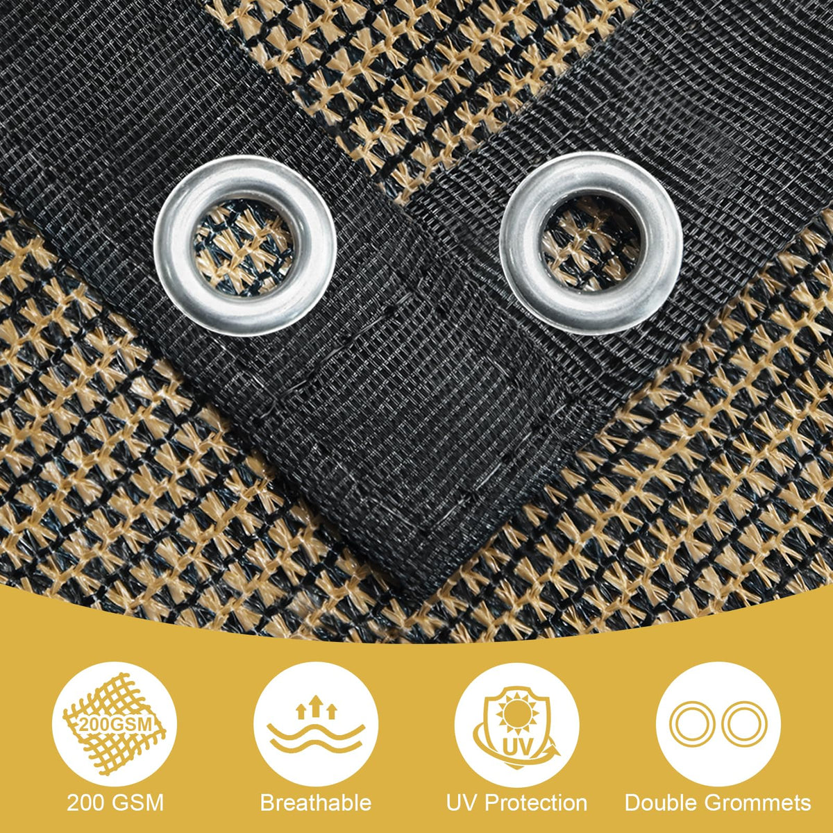 Shade&Beyond reinforced grommets edge design enhances wind resistance and easy tensioning.