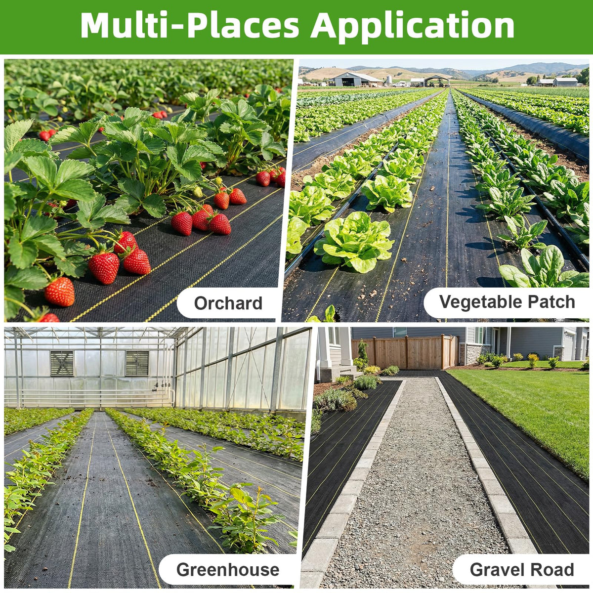 Shade&Beyond tear-resistant weed fabric endures mower traffic and weather.
